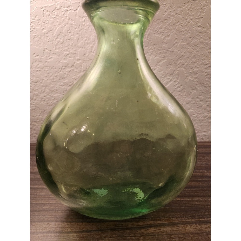Green‎ Bottle Spain Thick Heavy Spanish Glass Vase Jug Decanter Weighted Bottom
